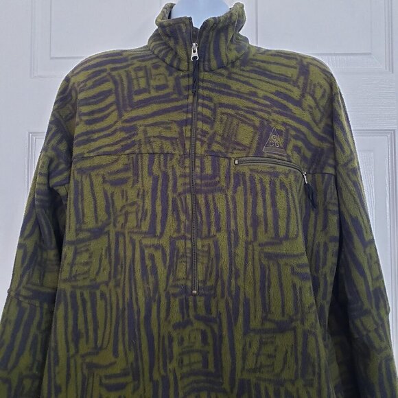 Vintage 90s Nike ACG Fleece Pullover 1/4 Zip Abstract Sweatshirt Mens Size XL - Picture 2 of 15